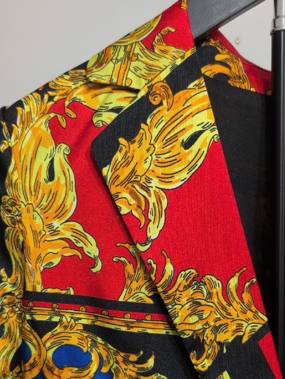 Multicolor Baroque-Print Blazer with Notch Lapel - Picture 8 of 13